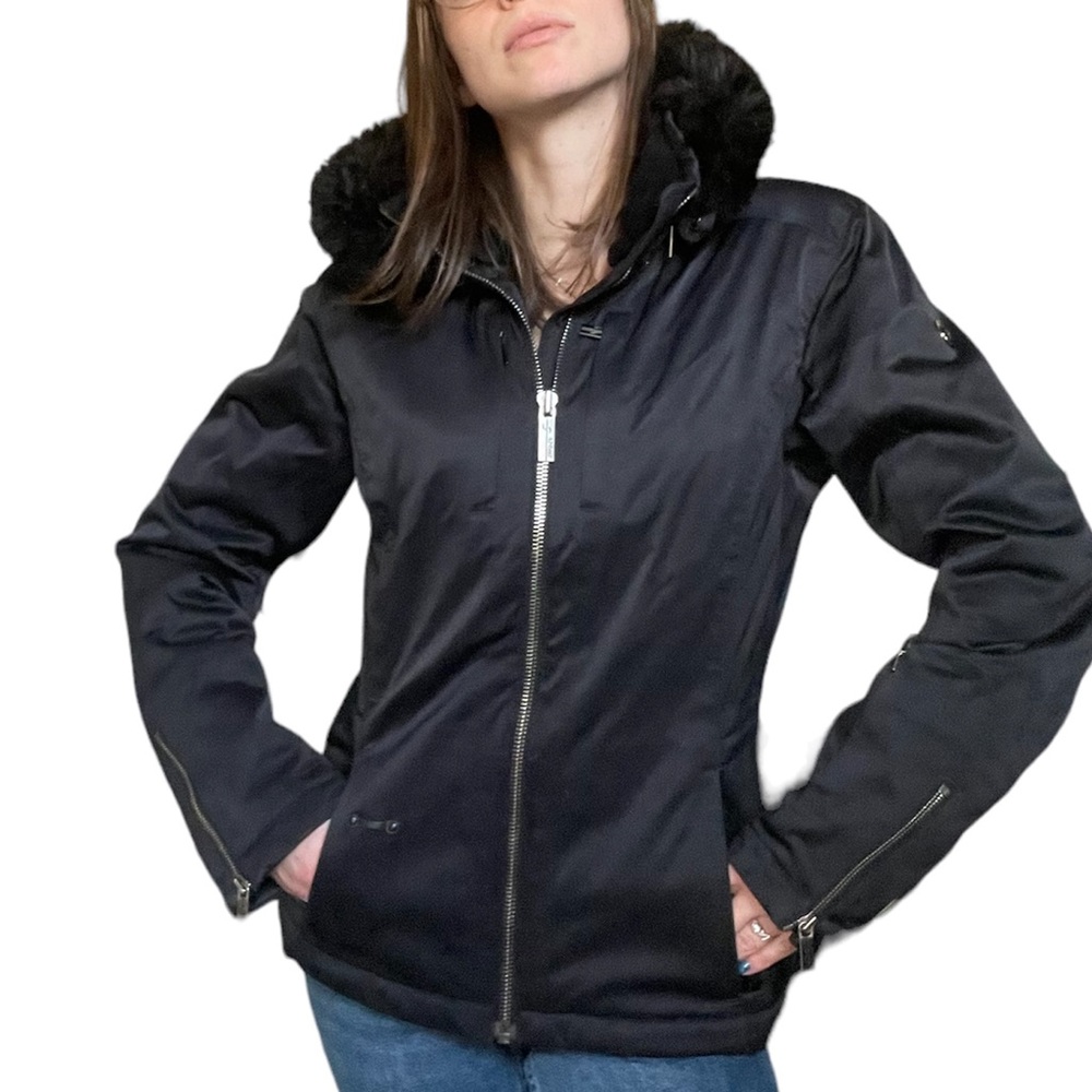 Spyder Heavy Classic Black Winter Coat With Removable Hood Size 4